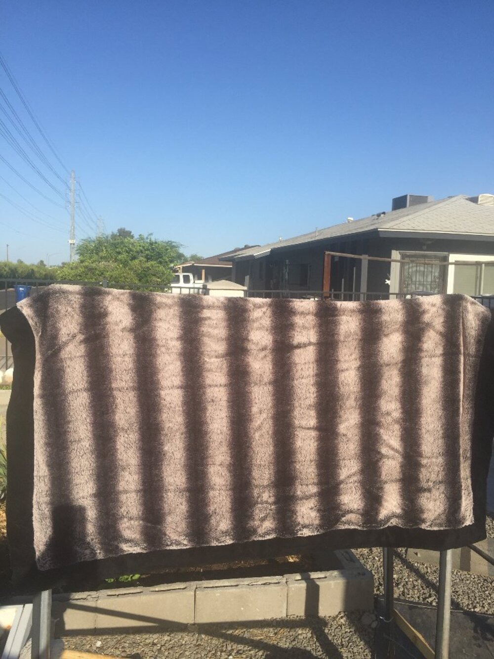 Adrienne Landau Luxury Faux Fur Throw Striped Chinchilla/Wolf Hollywood Regency